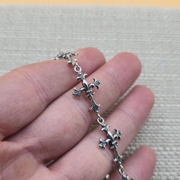 7 + 1.5 Inch Sterling Silver Unique Crosses Religious Bracelet B577 - Picture 3 of 6